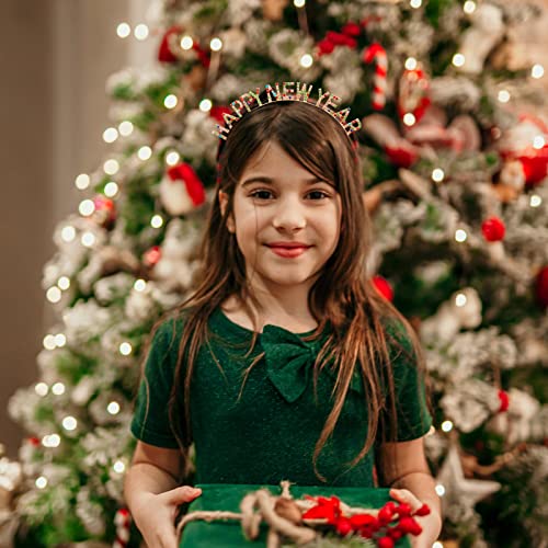 Multi-Colored Rhinestone Happy New Year Headband - Christmas & Party Crown