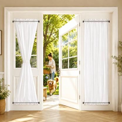 HOTOZON French Door Curtain Rod 2 Pack, 16-30 Inch Adjustable Black