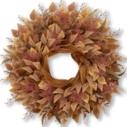 26-Inch Fall Eucalyptus Wreath with Orange Accents for Front Door - Full Large Size