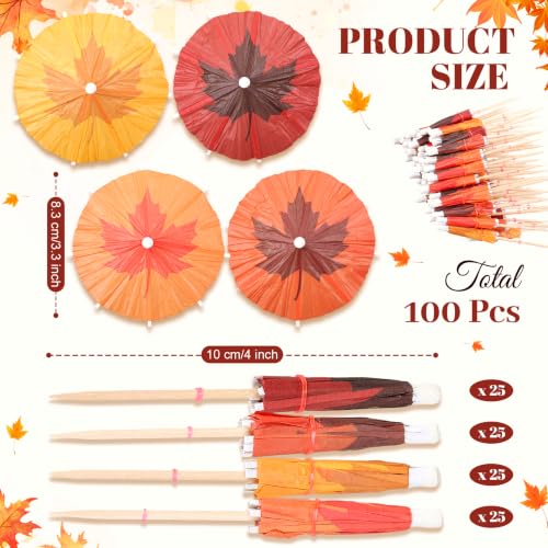 Fall Drink Umbrellas Cocktail Picks Maple Leaf Paper Umbrellas for Cocktails & Garnishes