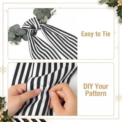 Black & White Wreath Sash for Front Door - Fall, Halloween, Christmas Decor