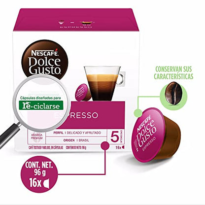 Nescafe Dolce Gusto for Nescafe Dolce Gusto Brewers, Espresso, 16 Count