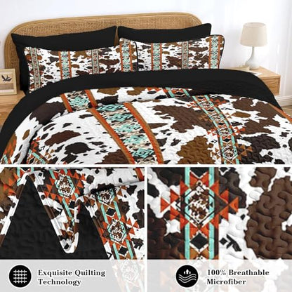 King Western Aztec Quilt Set 7 Pieces Bedspread Bedding