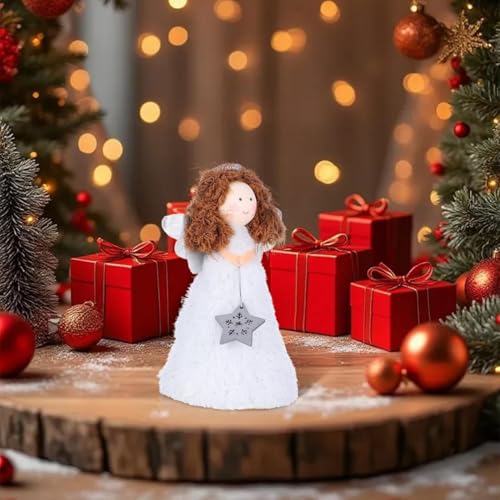 Christmas Angel Tree Topper Small Angel Xmas Tree Decoration White Lightweight for Indoor Holiday Festival Home Office