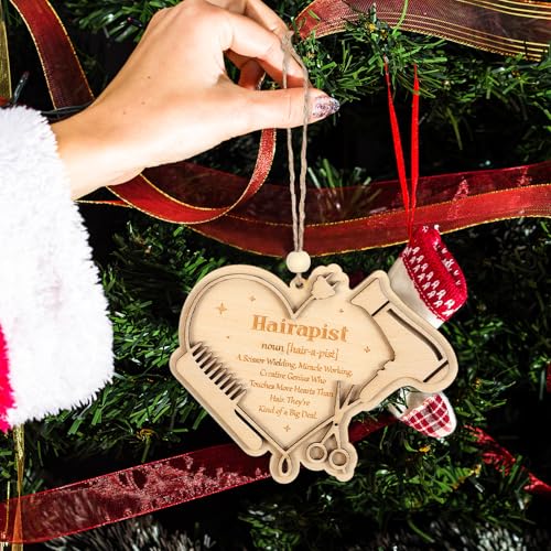 Hairstylist Christmas Tree Ornament Heart-Shaped Wooden Decor