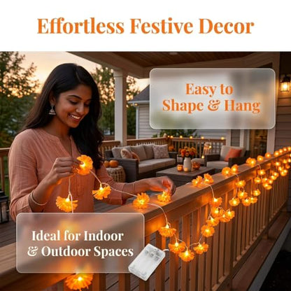 4-Pack Outdoor Artificial Marigold String Lights with 10 LEDs, for Diwali, Weddings, Halloween