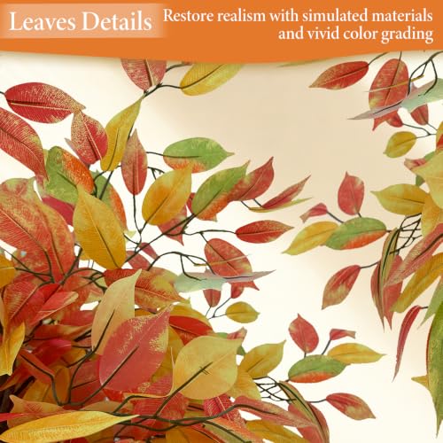 6FT Artificial Ficus Tree with Autumn Fall Foliage - Realistic Seasonal Decor Orange