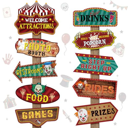 Halloween Carnival Directional Signs - 20 Pack for Party Decorations