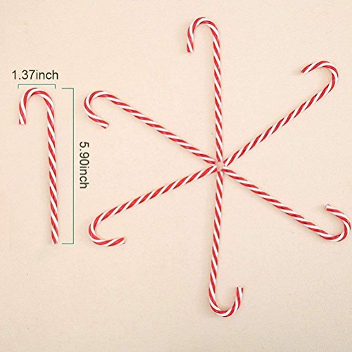 Plastic Candy Cane Christmas Ornaments - 12 Pack, Red & White Holiday Decor