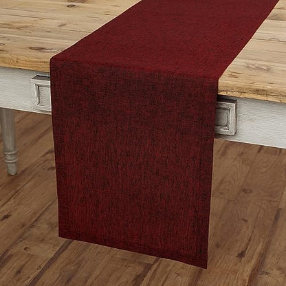 Pure Linen Table Runner 14 x 36 Inches - Red Garnet, Handmade European Flax