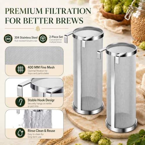 4 x 10 Inch Stainless Steel Hop Spider Filter for Home Brewing