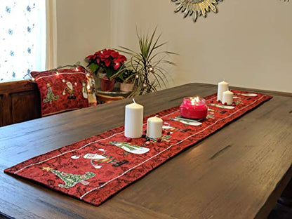 Sunflower Field Scarecrow Thanksgiving Autumn Farmhouse Vintage Woven Table Runner - 13x92, Variation of Here Comes