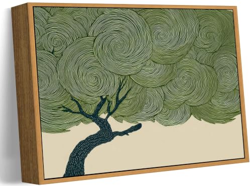Bonsai Tree Wall Art Canvas - Framed Japanese Zen Decor, 10 x 8 Inches