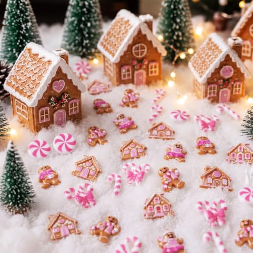 Mini Pink Gingerbread Man Christmas Ornament Set - 210pcs Holiday Decor