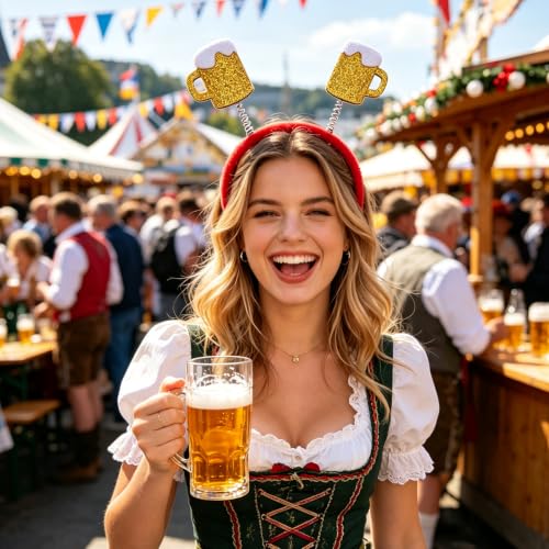 Beer Mug Boppers Headband for Oktoberfest Beer Party Costume Accessory