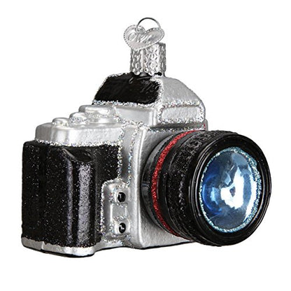 Christmas Glass Ornament - Old World Handcrafted Camera Holiday Decor - Variation of THIS listing