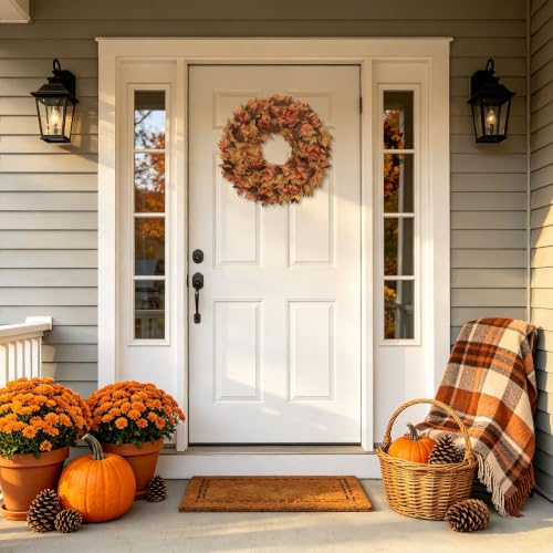 20 Inch Fall Maple Leaf Wreath for Front Door - Autumn Fall Decor - Fall Wreaths