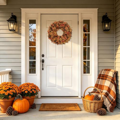 20 Inch Fall Maple Leaf Wreath for Front Door - Autumn Fall Decor - Fall Wreaths