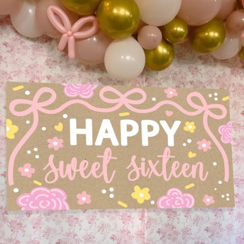 Happy 16th Birthday Backdrop for Sweet Sixteen Decorations - Variation of THIS listing