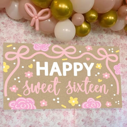Happy 16th Birthday Backdrop for Sweet Sixteen Decorations - Variation of THIS listing
