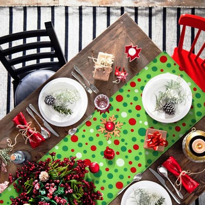 Christmas Polka Dot Table Runner Set - 2 Pieces, 13x72 Inches