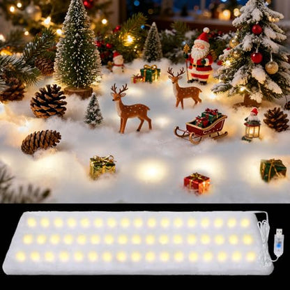 LED Fake Snow Blanket for Christmas Village Decor 63x17.7 inches