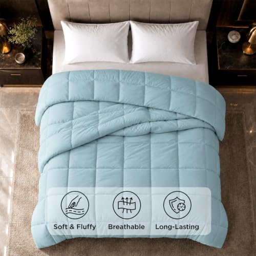 Goose Down Alternative Comforter Twin Bed - Aqua, Hypoallergenic Plush Bedding