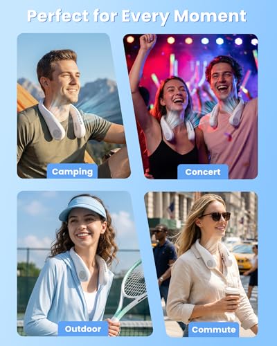 Rechargeable Portable Neck Fan with 20H Runtime, Hands-Free Bladeless Cooling