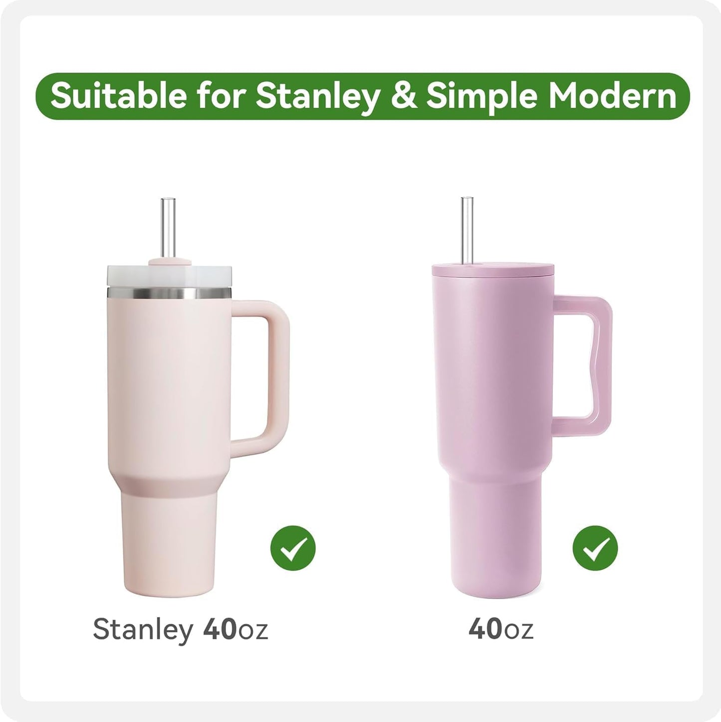 Simple Modern Reusable Straws - Clear Plastic Replacement Straws for 40 oz Tumblers | 4 Pack with Cleaner Brush