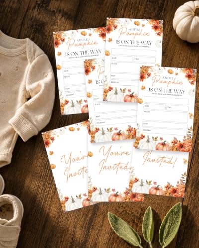 Fall Baby Shower Invitations with Pumpkin Design - Pack of 25