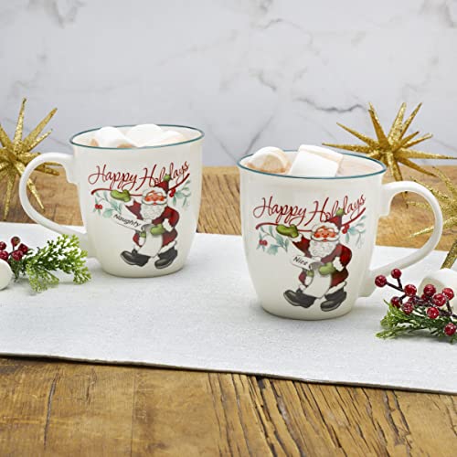 Pfaltzgraff Winterberry Naughty and Nice Mug Set - 20 oz Assorted