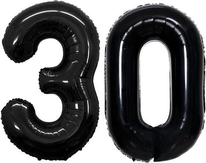 GOER Jumbo 30 Inch Foil Balloons - 30th Birthday Party Decorations | Black Helium Balloons