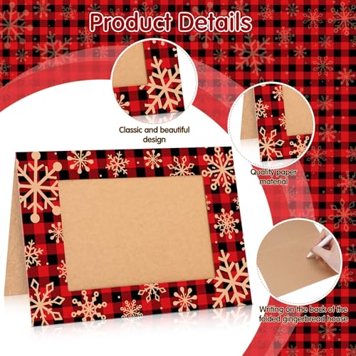 Christmas Photo Cards Set with Envelopes - Buffalo Plaid Brown, 48 Pieces