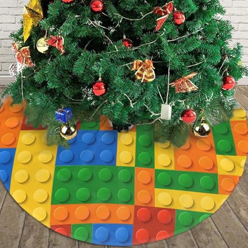 30-Inch Colorful Building Blocks Christmas Tree Skirt - Festive Holiday Decor