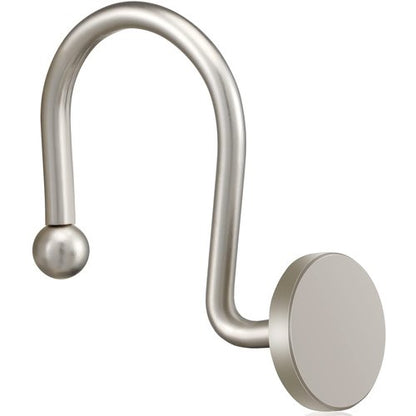CHICTIE Nickel Shower Curtain Hooks, Rustproof Shower Curtain Rings for Bathroom, Metal Shower Hooks for Shower Curtain Rod, Modern Decorative Shower Curtain Hangers Set of 12, Round Heavy Duty Design