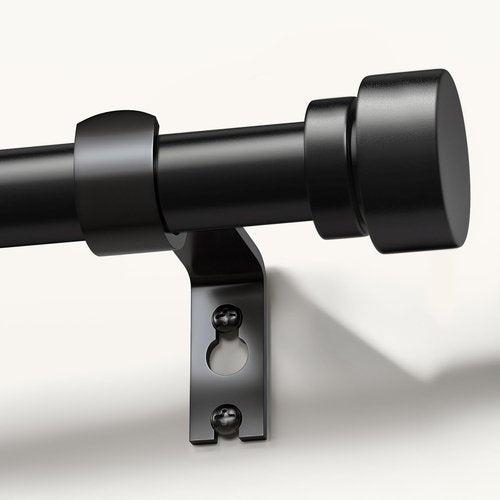 Lootkell Black Curtain Rods for Windows 48 to 84 Inches Adjustable Heavy Duty 1" Diameter Window Curtain Rod with Decorative Finials for Outdoor Farmhouse Bedroom Kitchen Living Room