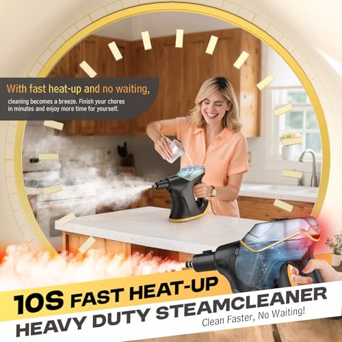 Heavy Duty Handheld Steam Cleaner with 9 Accessories for Home Car Kitchen