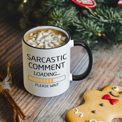 Funny Sarcastic Coffee Mug Two Tone - Loading Comment Gift for Men Women Boss Colleagues 11 Oz