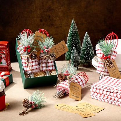 FoldTier 8 Inch Christmas Whisk Baking Set - 12 Pieces with Snowfall Pine & Gift Cards
