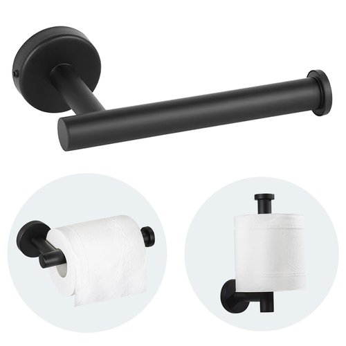 Sotuai Toilet Paper Holder - SUS 304 Stainless Steel Toilet Paper Holder Wall Mount, Toilet Paper Roll Holder for Bathroom, Kitchen, Washroom - Matte Black
