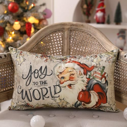 Multicolor Christmas Pillow Covers Set of 4 12x20 Santa Claus Decor