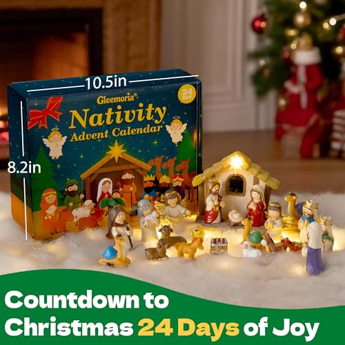 Nativity Advent Calendar 2026 Kids - 24 Light-Up Nativity Scene Figurine Set