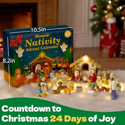 Nativity Advent Calendar 2026 Kids - 24 Light-Up Nativity Scene Figurine Set