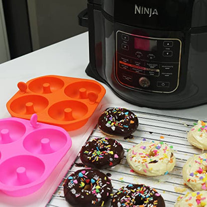 Kispog Silicone Donut/Bagel Pan Air Fryer Accessories, 2pcs 4 Cavity 3.2 inch, Compatible with All 6qt 6.5qt 7qt 8qt 10qt 12qt 15qt Air Fryer and Oven.