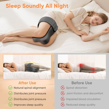 ROKAFU Large Grey Knee Pillow for Side Sleepers, Sciatica & Hip Support