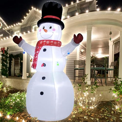 8FT Christmas Inflatable Snowman Decoration with LED Lights - Outdoor Holiday Yard Decor - Mixed