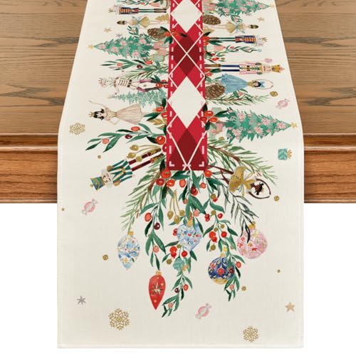 Nutcracker Christmas Table Runner 13x60 Inch Home Decor - Red