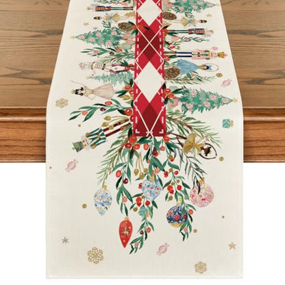 Nutcracker Christmas Table Runner 13x60 Inch Home Decor - Red
