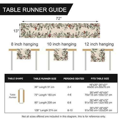 Seliem Winter Pine Needle Branches Table Runner, Pine Cone Cardinal Red Birds Berry Farmhouse Kitchen Dining Table Decor, Christmas Holiday Home Decoration Indoor Outdoor Party Supply 13 x 72 Inches
