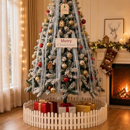 Iridescent Christmas Tree Tinsel Garlands - 10,000 Silver Icicles, 20 Inch